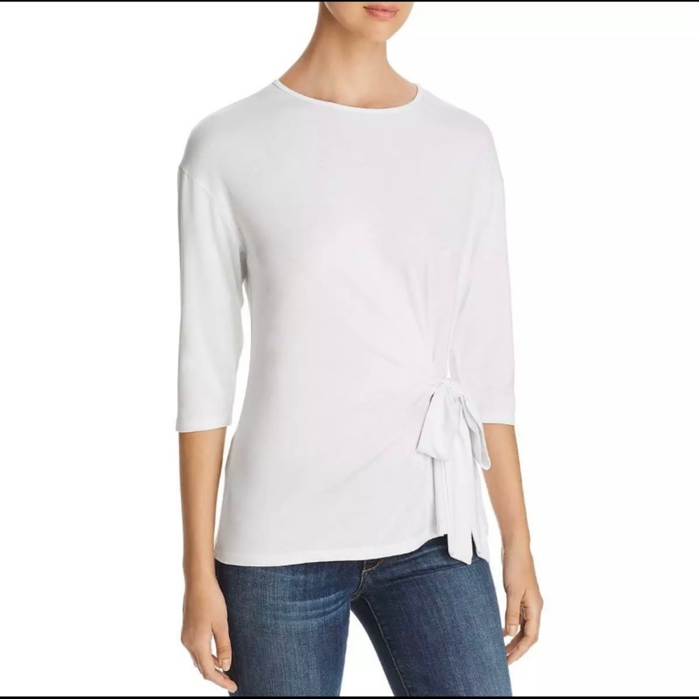 A + A Collection 3/4 sleeve white faux tie shirt NWT size Medium